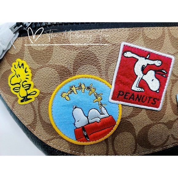 Coach X Peanuts Warren Belt Bag Signature Canvas With Varsity Patches NWT $350 - Picture 6 of 12